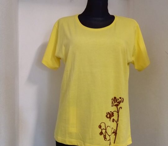 Tričko dámské žluté s květinou KR - vel. 2XL