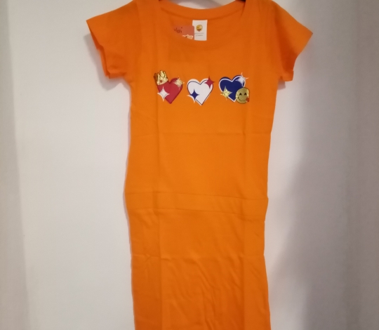 Šaty dívčí oranžové krát. rukáv - 128/134