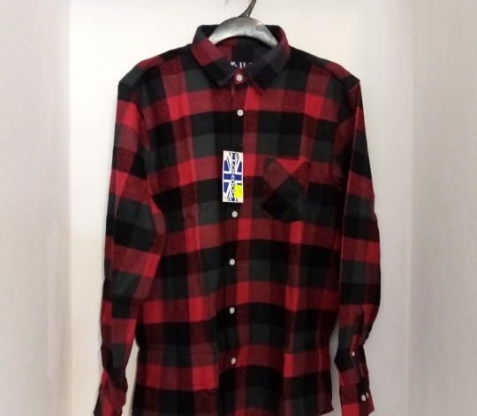 Košile pánská flanelová červeno-černo-šedá L-XL