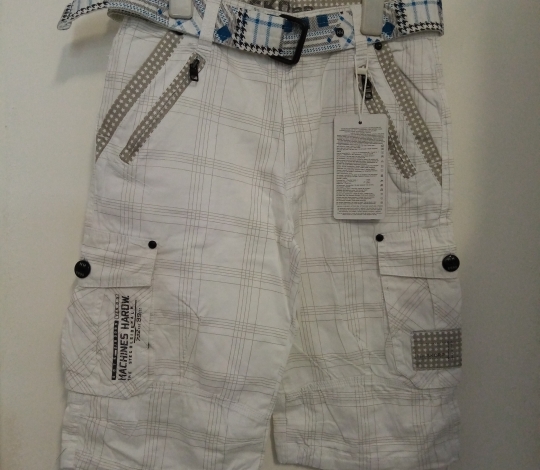 Kalhoty 3/4 chlapecké plátěné s páskem 152-158