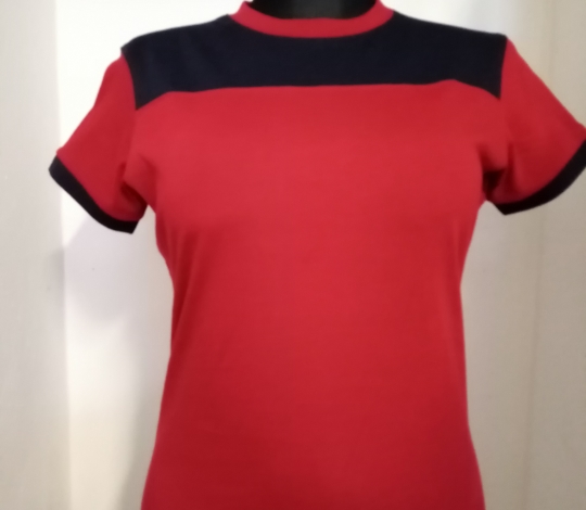 Tričko dámské krátký rukáv červeno-modré - vel. M