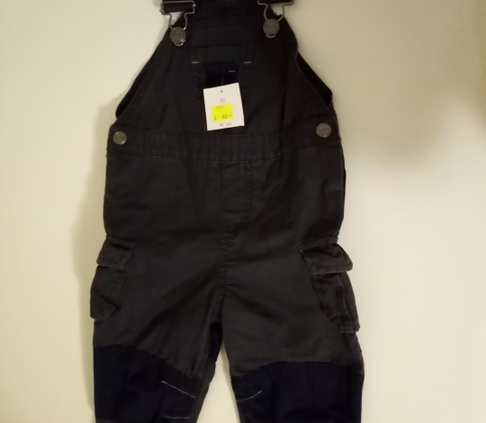 DE-611 Kalhoty kojenecké s laclem plátěné šedé - 80