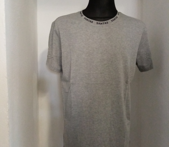 Tričko pánské šedé s nápisem u krku krátký rukáv - 2XL