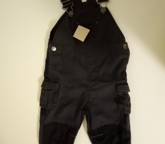 DE-612 Kalhoty kojenecké s laclem plátěné šedé - 80