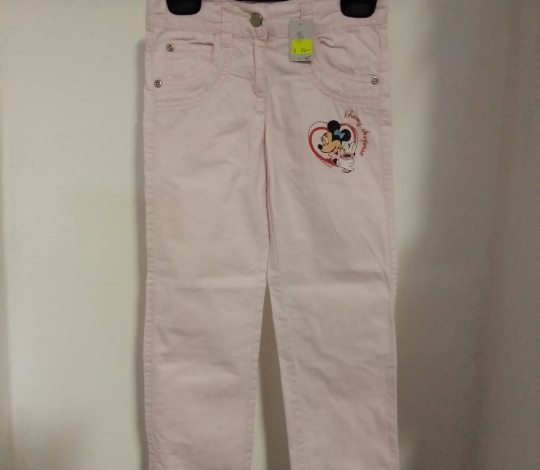 Kalhoty dívčí plátěné MINNIE světle růžové - vel. 116