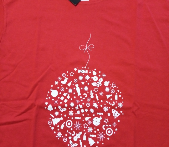 Tričko vánoční krátký rukáv s baňkou (červené)