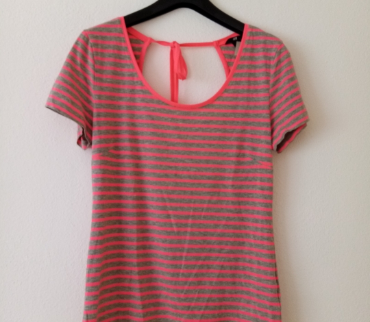 Tričko dámské pruhované růžovo-šedé KR - vel. L