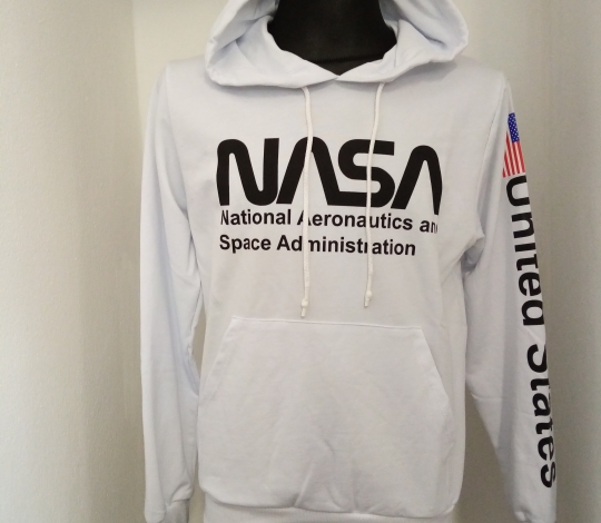Mikina pánská s kapucí NASA - bílá