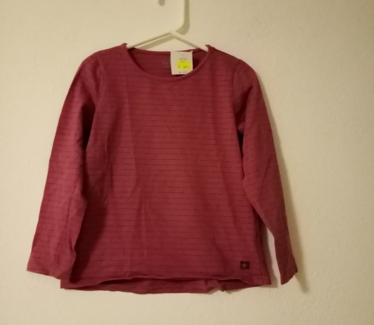 DE-608 Tričko dívčí růžové pruhované - 122/128
