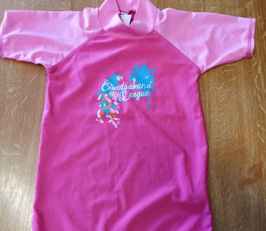 DE-565 Koupací tričko dívčí růžové s papouškem - vel. 110/116