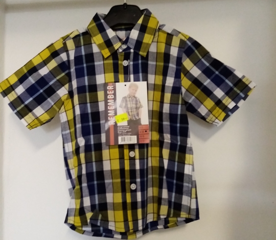 Košile chlapecká žluto-modrá kostka KR - vel. 98/104