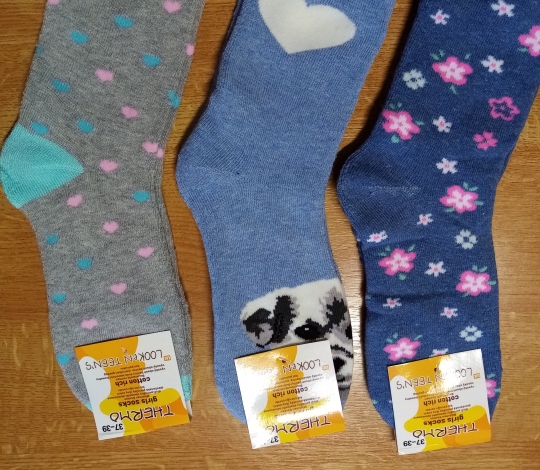 Ponožky dívčí teplé thermo PES, SRDÍČKA, KYTKY