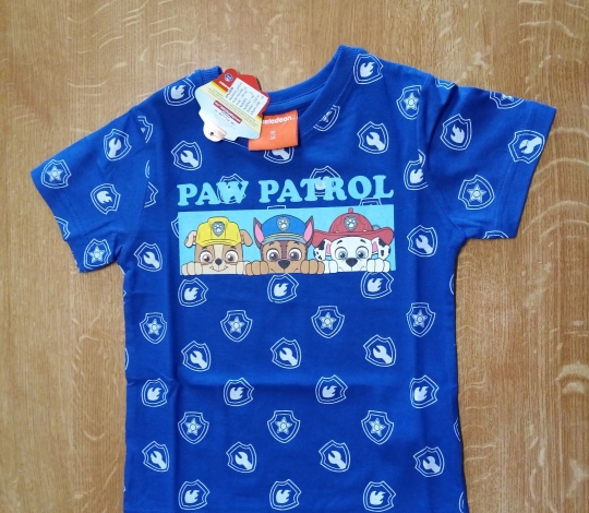 Tričko chlapecké TLAPKOVÁ PATROLA modré celopotisk krátký rukáv - 98