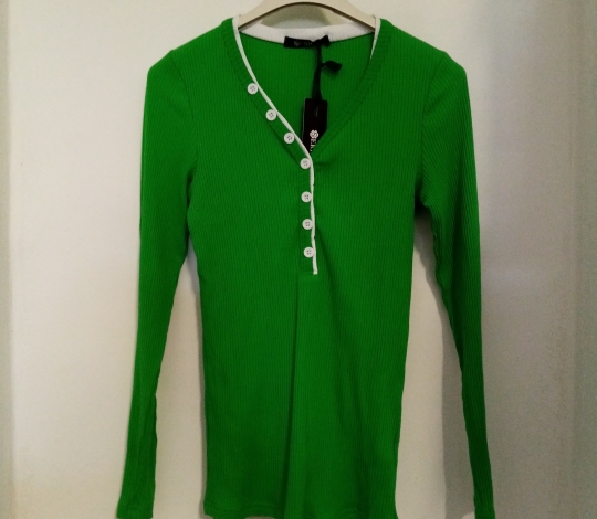 Tričko dámské zelené s knoflíky DR - L
