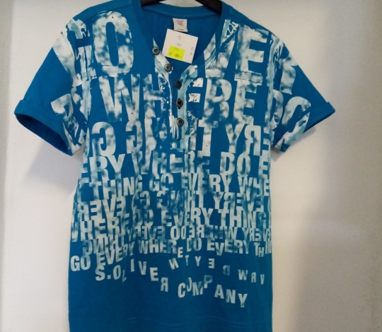 Tričko chlapecké modré s nápisy KR - vel. 140