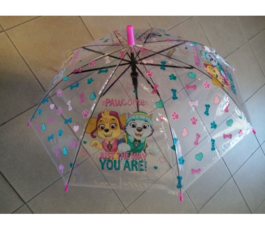 Deštník dívčí TLAPKOVÁ PATROLA transparent. automatický