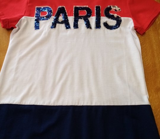 Tričko dívčí krátký rukáv PARIS s měnícími flitry - 158