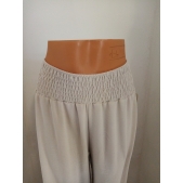 Kalhoty dámské letní krémové široké nohavice