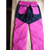 Kalhoty dívčí šusťákové teplé růžové se zelenými prvky - 146